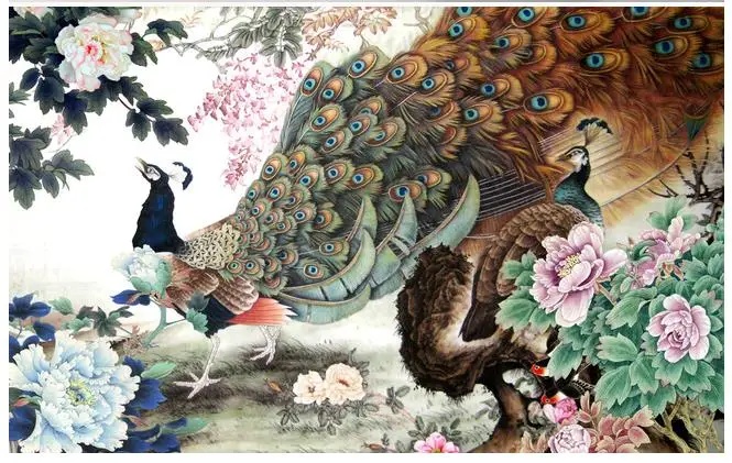 3d настенные фрески обои цветок Открытый богатый китайский Живопись Вышивка