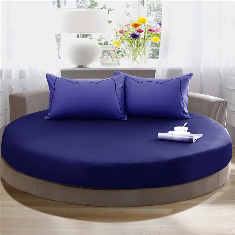 

New style 100% Cotton Fitted Bed Sheet Round Beds Bed Sheet with Elastic Multi Colors Queen King Size 2 Pillowcases