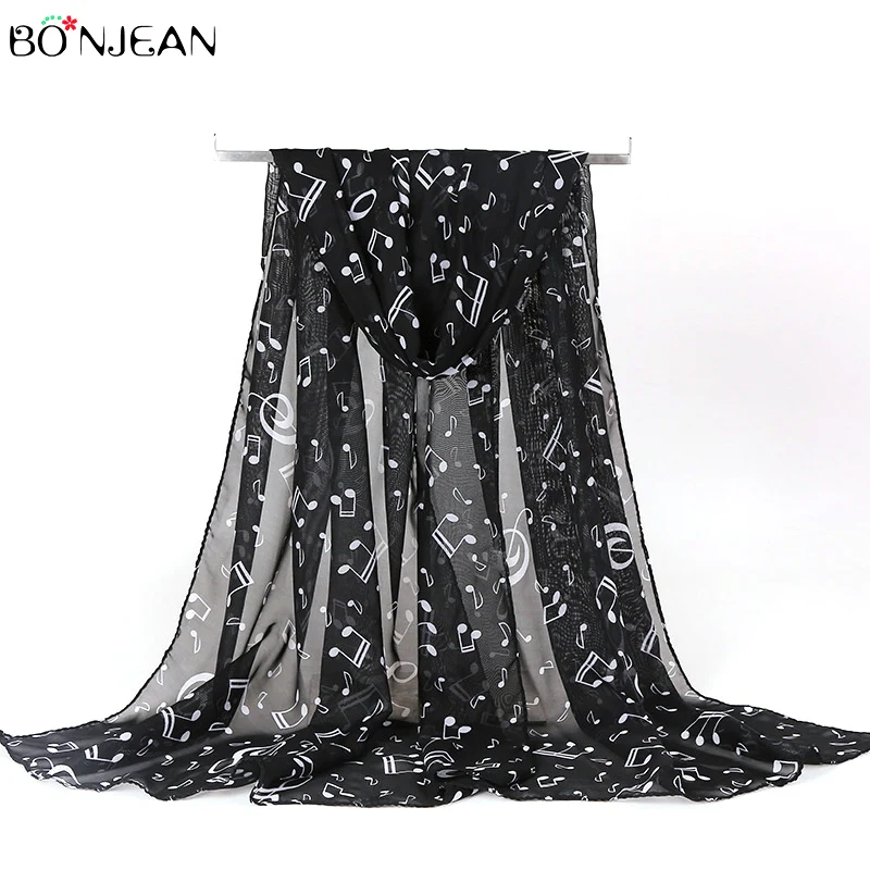 

BONJEAN Gifts For Women Head Scarf High-Grade Chiffon Note Scarf Spring And Summer Sunscreen 2019 New Summer White Blue Scarves