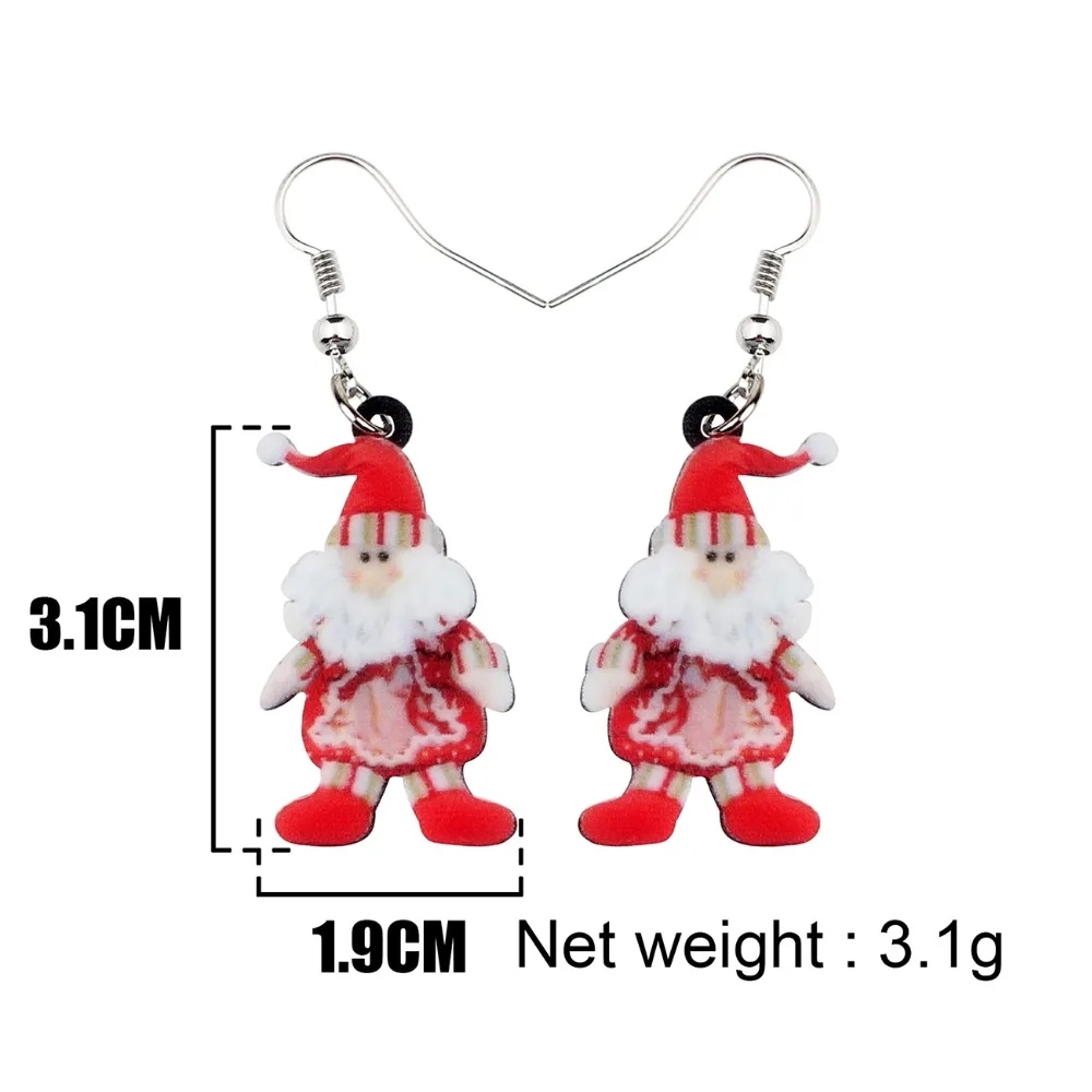 Бонзни Украшение для вечеринок из акрила Санта-Клауса Отец Рождество Серьги Капельки Декор для женщин и девочек Подарок