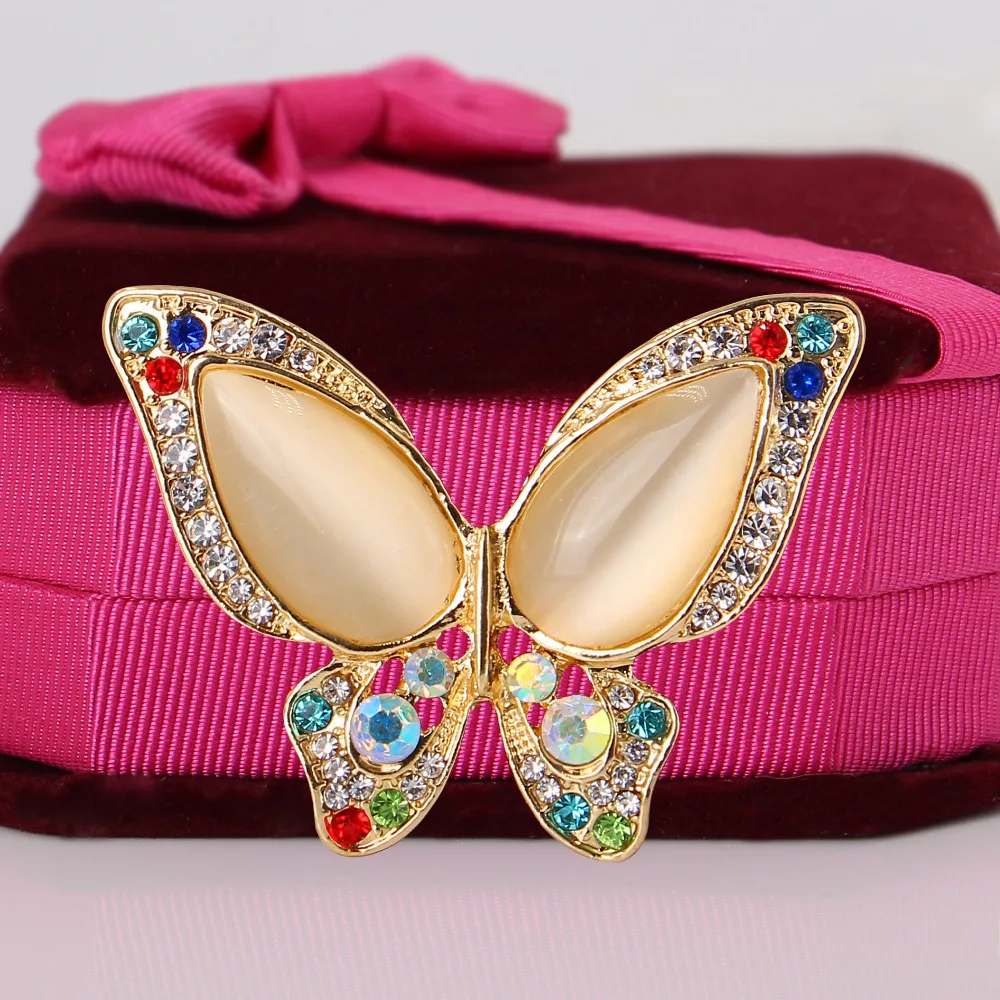 DISHRANFactory цена кошачий глаз Опал горный хрусталь брошь Свадебная Бабочка Брошь