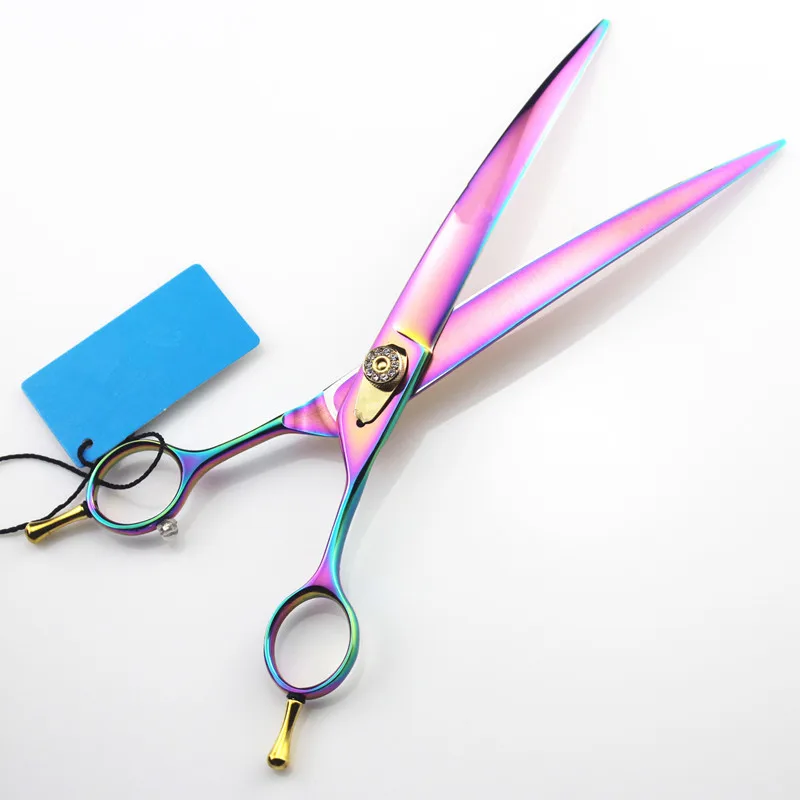 8 дюймовые радужные изогнутые ножницы для стрижки шерсти фиолетового дракона