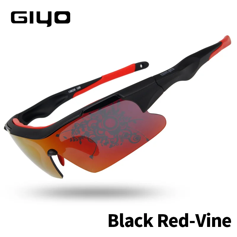 Black Red Vine GIYO поляризованные велосипедные очки UV400 защита линз MTB дорожный велосипед Спорт на открытом воздухе велосипед солнцезащитные очки для велоспорта - Цвет: Black Red Vine