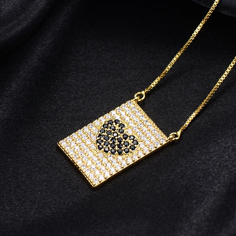Multicolor Cubic Zirconia Pendant Necklace Love Heart Geometric Rectangle Necklaces For Women Fashion Party Jewelry accessories | Украшения