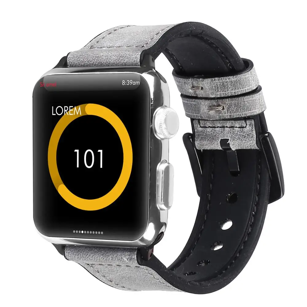 Модный силиконовый кожаный ремешок для Apple watch series 4/3/2/1 42mm3 8/44/40 мужчин и женщин