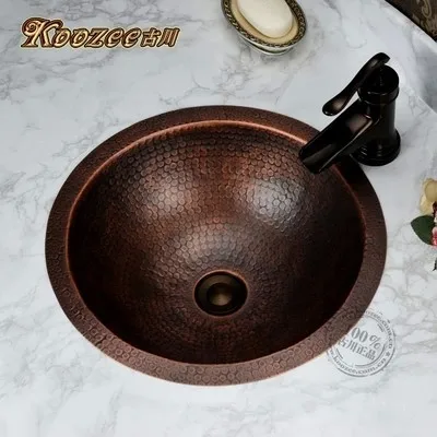 

European audience pots wash basin retro purple copper basin bathroom sink