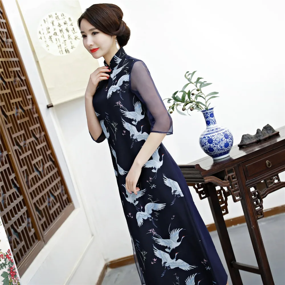 Шанхай история новая распродажа Весна аозай Вьетнам cheongsam платье для женщин традиционная одежда аозай комплект длинный qipao