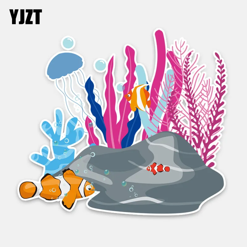 

YJZT, 14 см * 12,5 см, подводный мир, рыба, мультфильм, ПВХ, высококачественные автомобильные наклейки, наклейки 5-0108