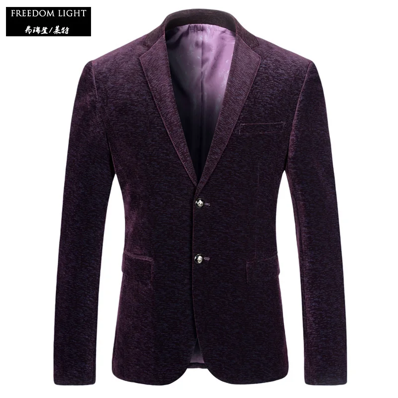 Для мужчин Блейзер костюм Повседневное с длинными рукавами вельвет Slim Fit тонкими