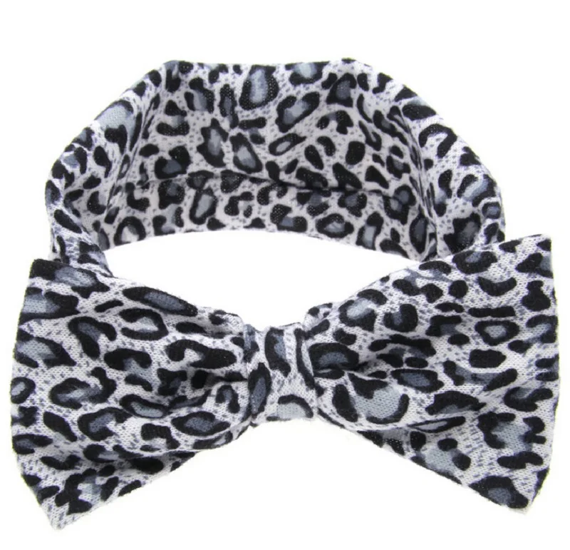 

Yundfly Girls Kids Soft Stretch Headband Big Bow Turban Bowknot Hairband Leopard Headwraps Children Hair Band Accessories