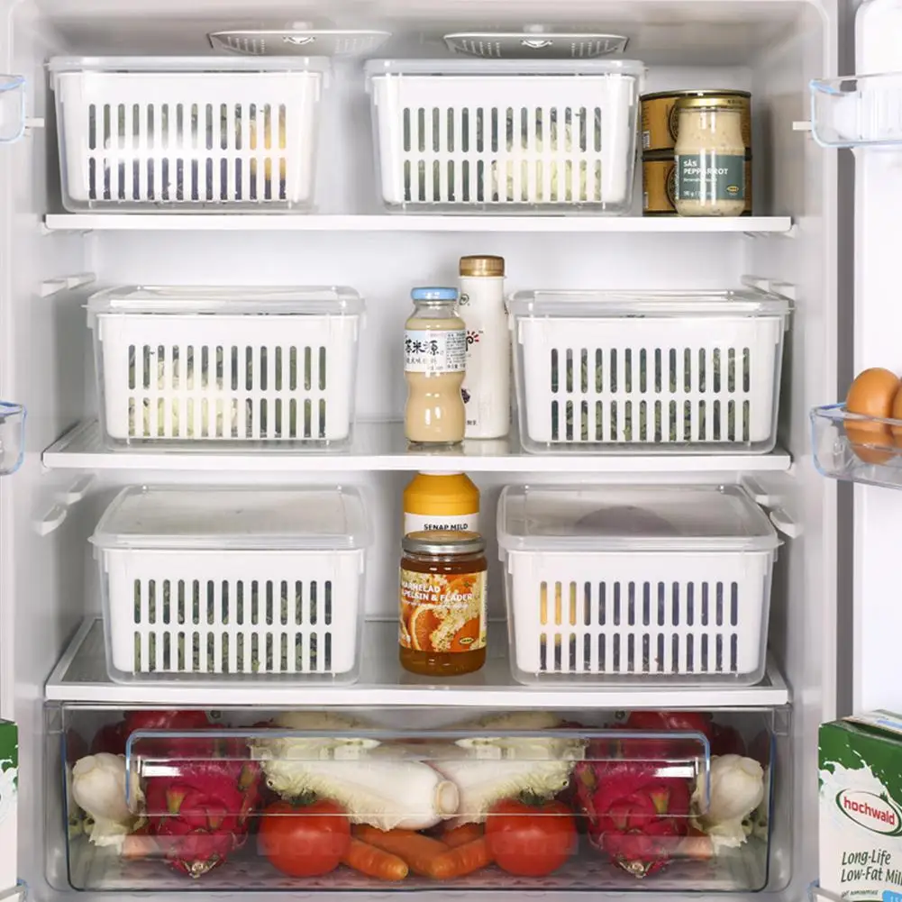 Большой размер двухслойная корзина для слива контейнер хранения холодильника