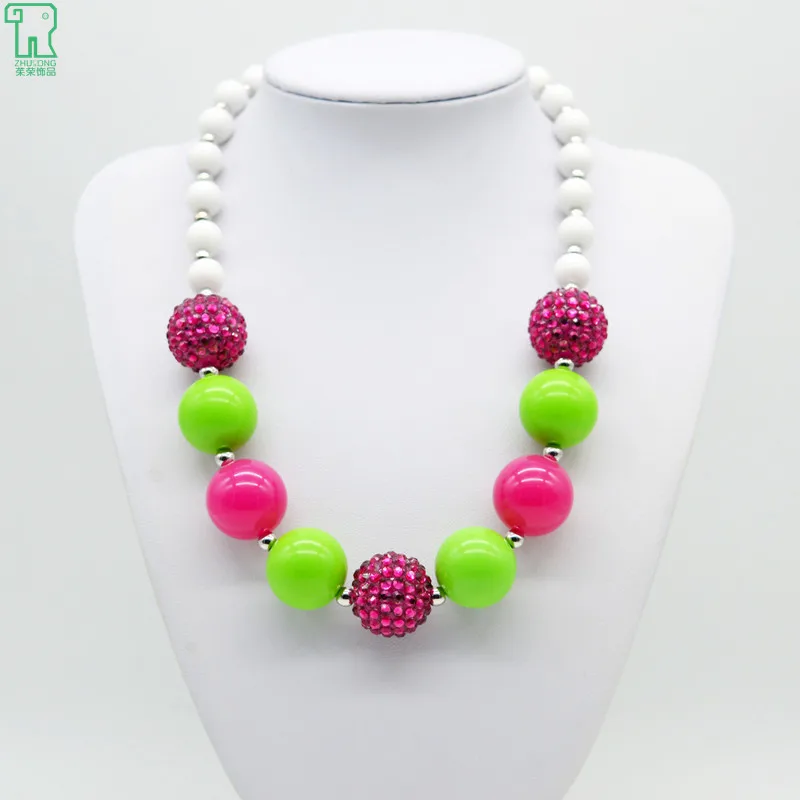 Kids Bubblegum Beads Necklace Girls Chunky Choker For Baby Girls 2020 New Fashion Jewelry Children Bubblegum Beads Necklace