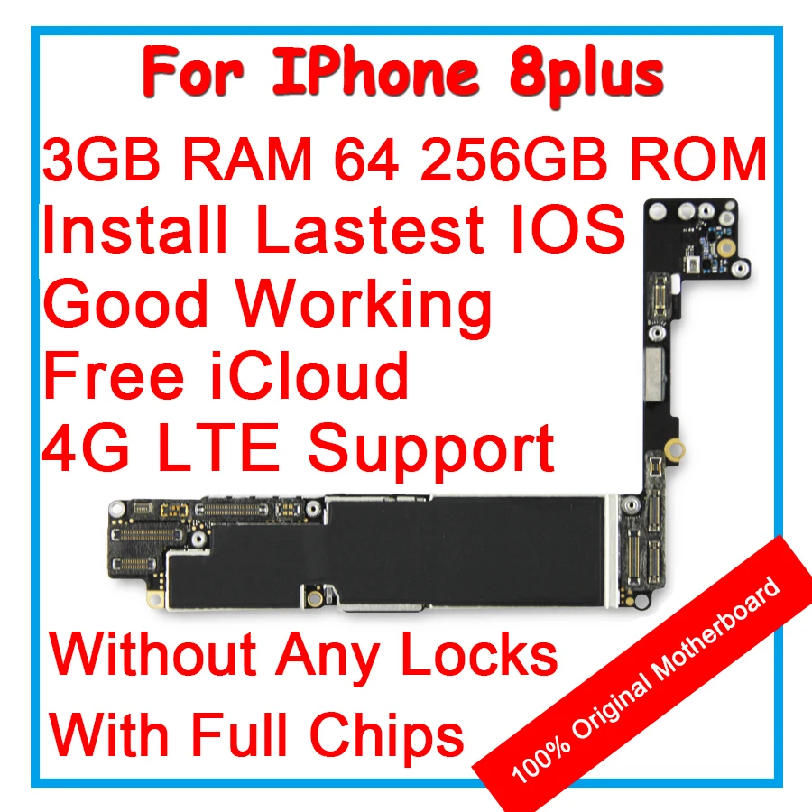 Для iPhone 8 p 8 plus разблокированная материнская плата 64 Гб 256 ГБ без каких-либо замков логическая плата IOS с полностью ЧИПАМИ Замена материнской платы