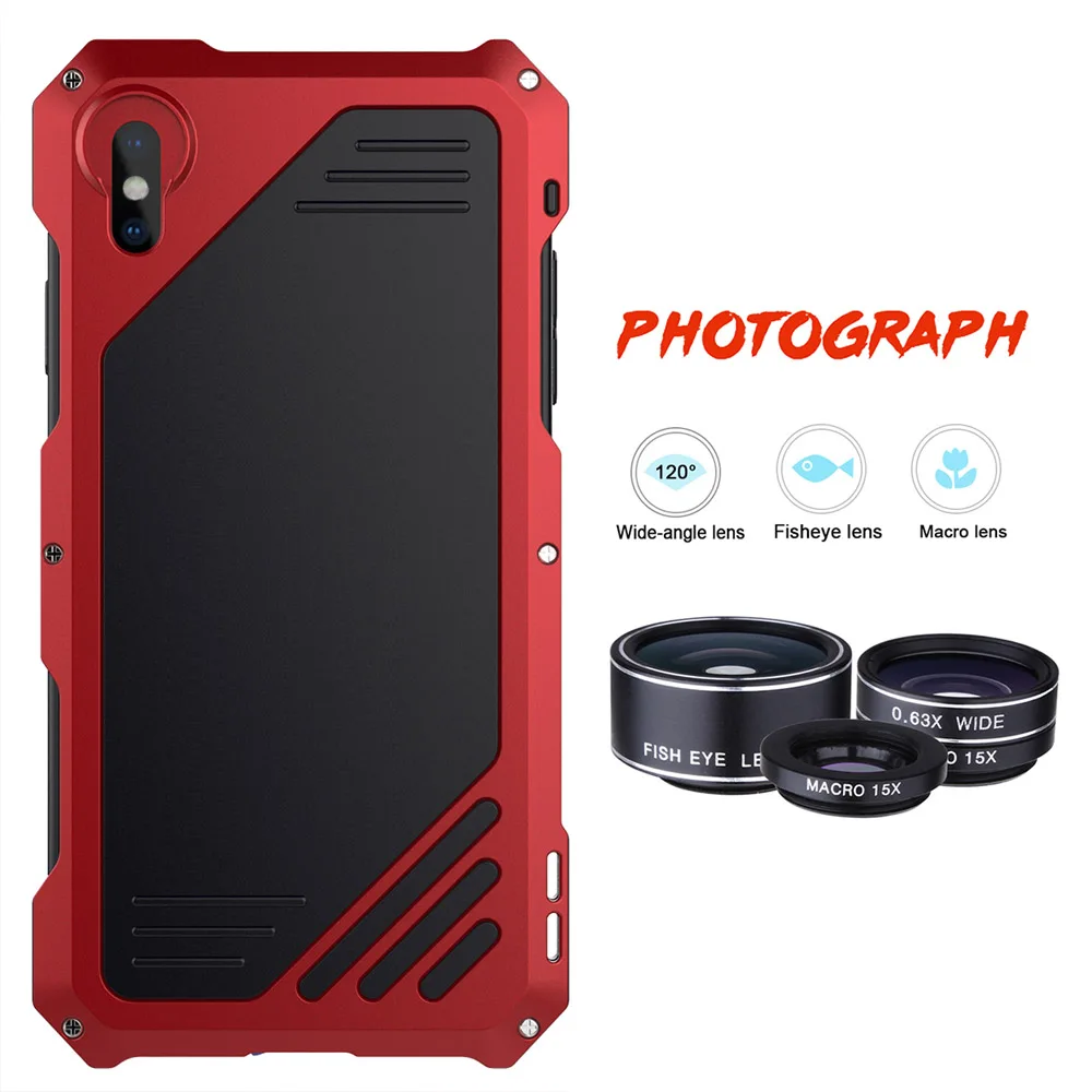 Ascromy Waterproof Heavy Duty Phone Case Cover Protector For iPhone XS Max XR X 8 7 6 6s Plus 5s Fisheye Marco Wide Camera Lens |