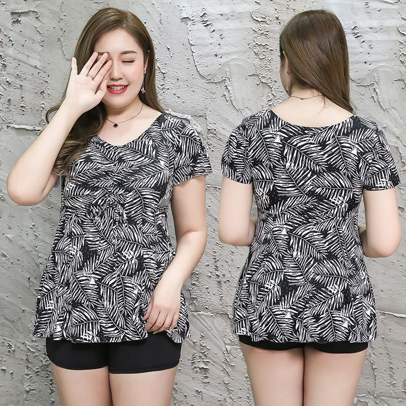 Big Size Swimsuit Women One Piece Floral Print Plus Swimwear Fat Boxers Swim Suit Ladies Large Swimming Spa Wear |