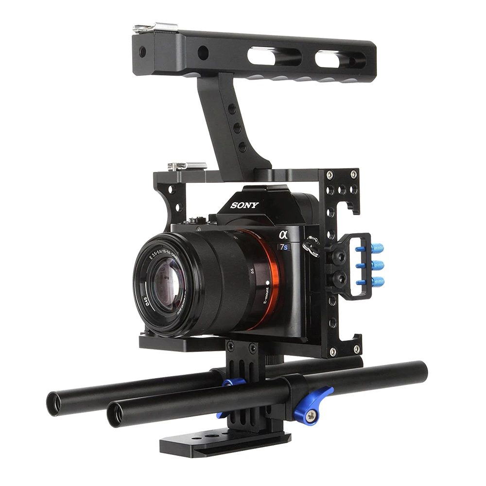 

Professional Handle Grip DSLR Rig Video Camera Cage Stabilizer For Sony Alpha A7S A7 A7R A7RII A7SII for Panasonic Lumix GH4