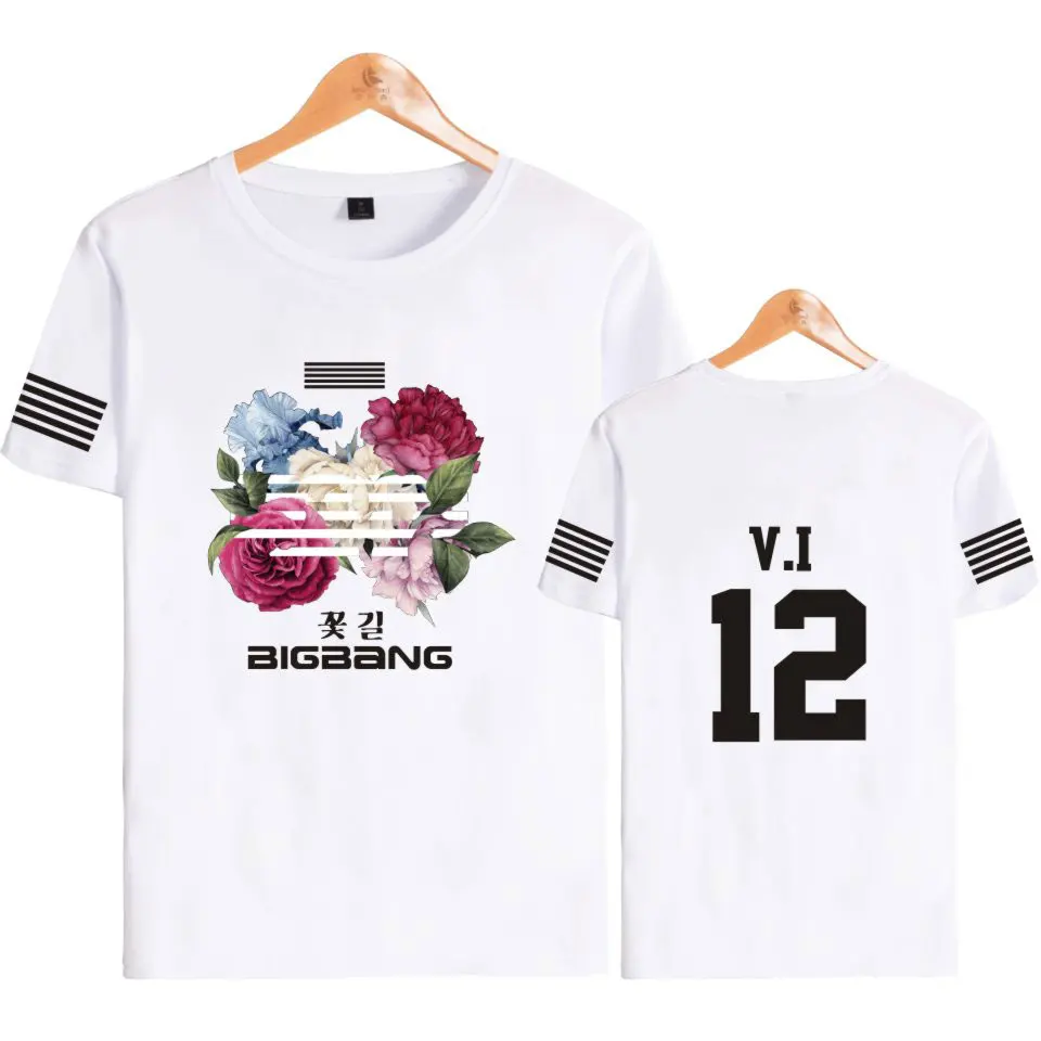 BIGBANG Kpop футболки в стиле хип хоп с цветочным принтом хлопковая футболка коротким