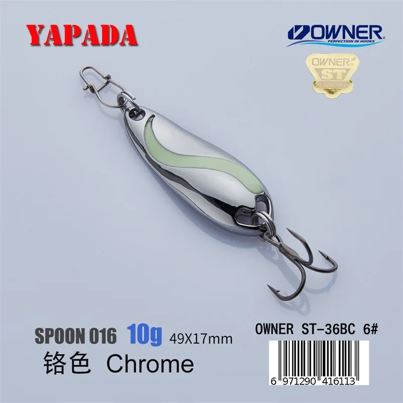 Chrome 10g YAPADA ложка 016 TaiChi светящаяся 10 г/15 г владелец тройной крючок 49-54 мм многоцветный металлический цинковый сплав ложка рыболовные приманки - Цвет: Chrome 10g