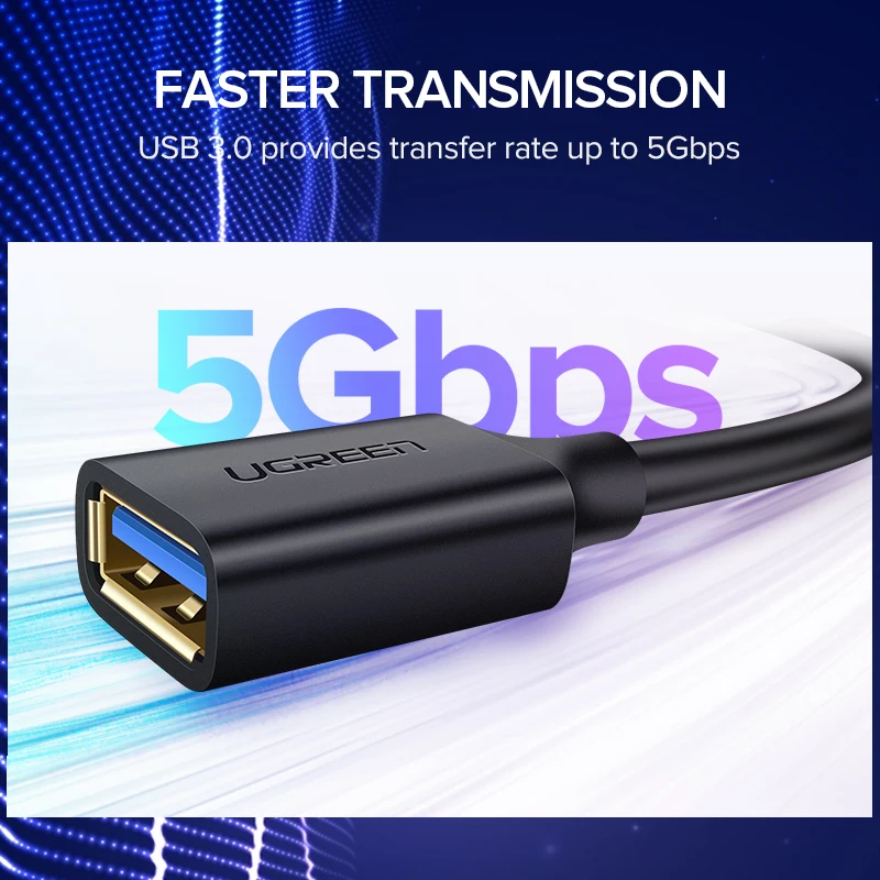 Ugreen USB кабель-удлинитель USB 3,0 кабель для Smart tv PS4 Xbox One SSD USB3.0 2,0 для удлинителя кабеля передачи данных мини USB кабель-удлинитель