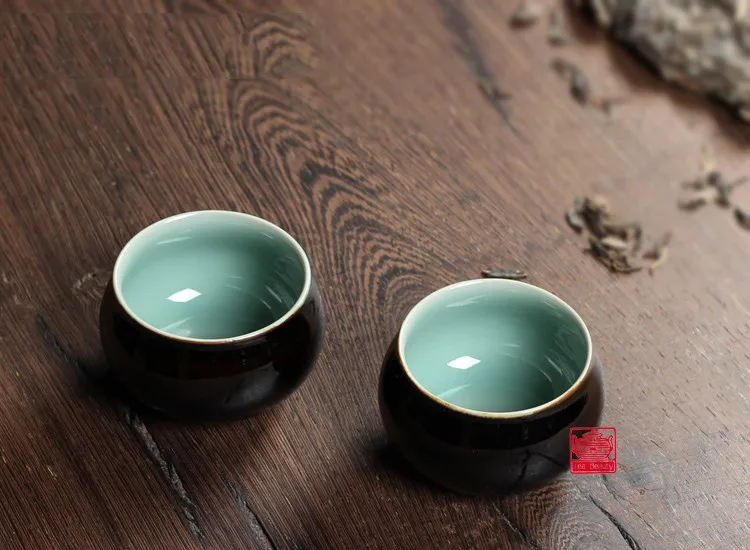 2 шт Китайский Longquan Celadon фарфоровая чайная чашка чайное блюдце чаша для чая чайник черная глазурь 85 мл китайский чайный горшок Celadon чайные чашки