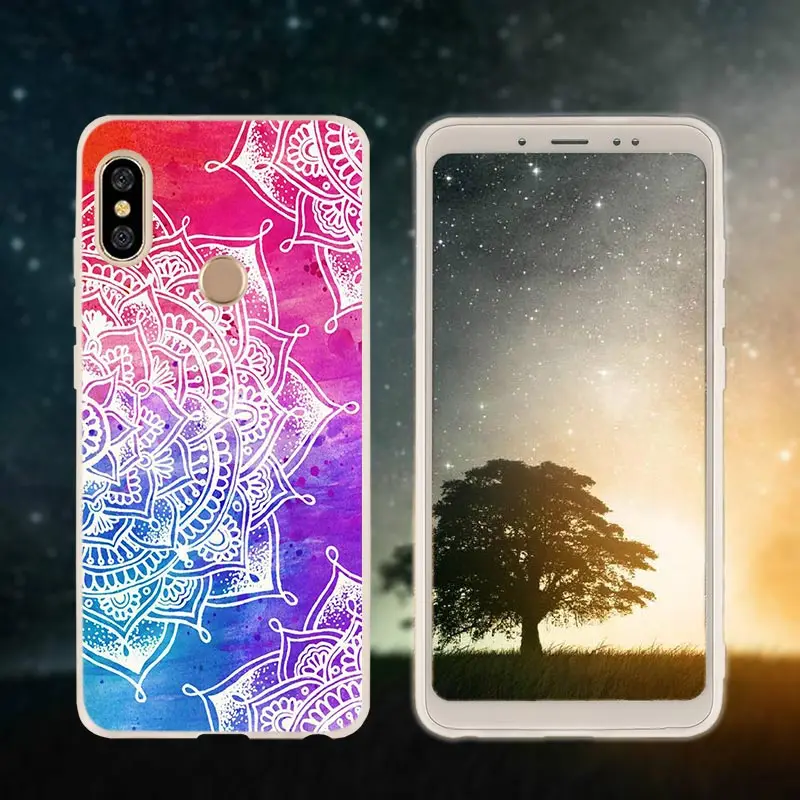 Silicone 6 Чехол для телефона для Xiaomi redmi Примечание 8 iPhone 7 6 plus 5 iPad Pro Чехол redmi 7 8 6pro 6a s2 5a 4a 4x y3 5plus 7A Винтаж Мандала с цветочным узором - Цвет: Silicone 6