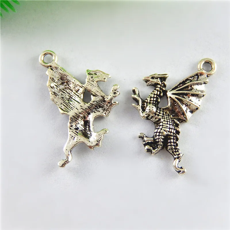 GraceAngie 20pcs Creative Flying Dragon Pendants Charms Finding Silver Color Jewelry Making Key Chain Accessary | Украшения и