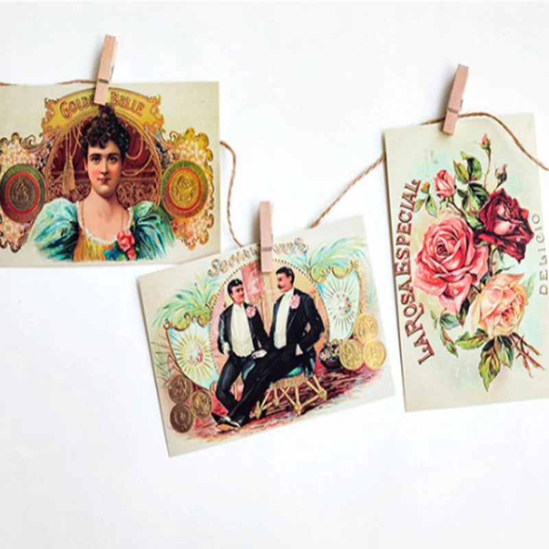 4 предмета в партии пожилого возраста Ретро метки поздравительных открытках