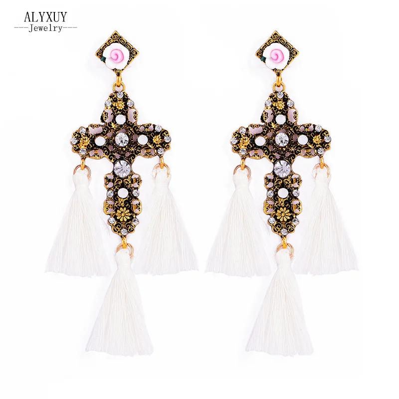 New vintage retro cross tassel dangle earring women girl jewelry E0068 | Украшения и аксессуары