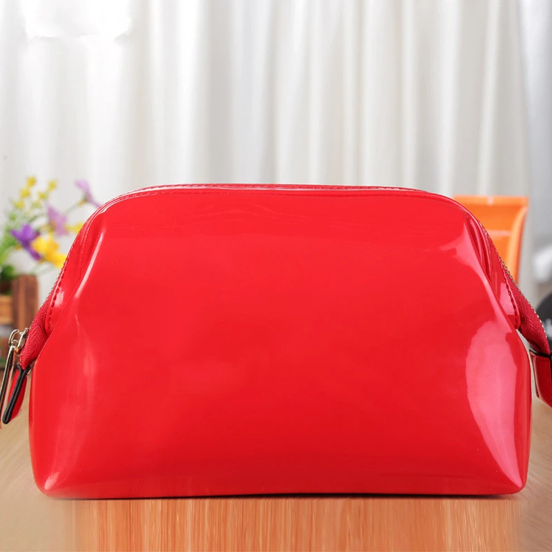 Однотонная косметичка для макияжа 1 шт. из лаковой кожи набор косметичек