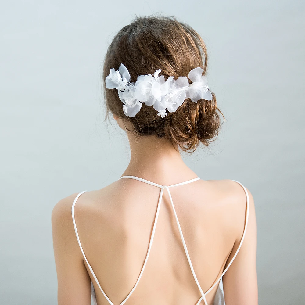 Handmade Fashion Girls Flower Hair Clip Simulated Pearls Barrettes Princess Bridal Wedding Headdress Hairpin Side Clips Ornament |