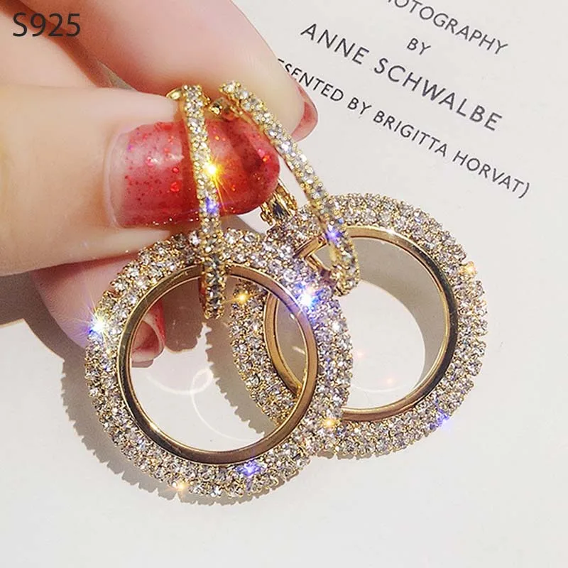 Серьги-кольца женские из серебра 925 пробы с круглой вставкой | Украшения и