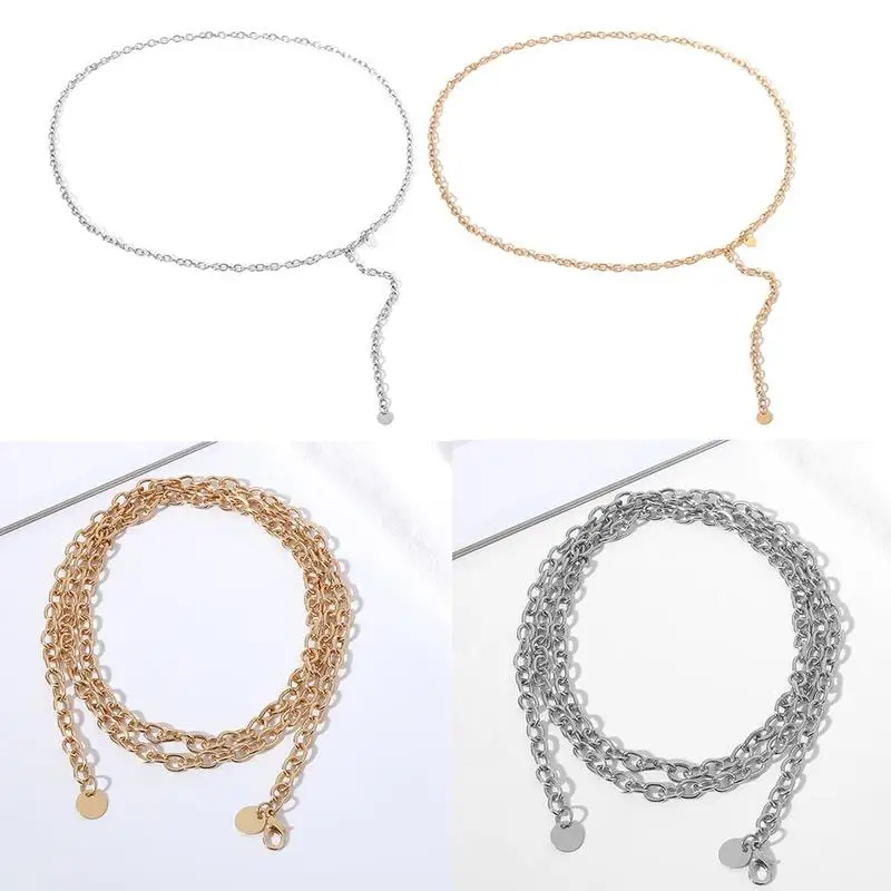 Женское тонкое платье с цепочкой женское золотое серебряное пояс небольшой