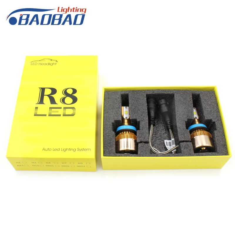 HuJo R8 2 шт. светодио дный фар автомобиля H4 55 Вт 6000lm Здравствуйте/низкая лампочки