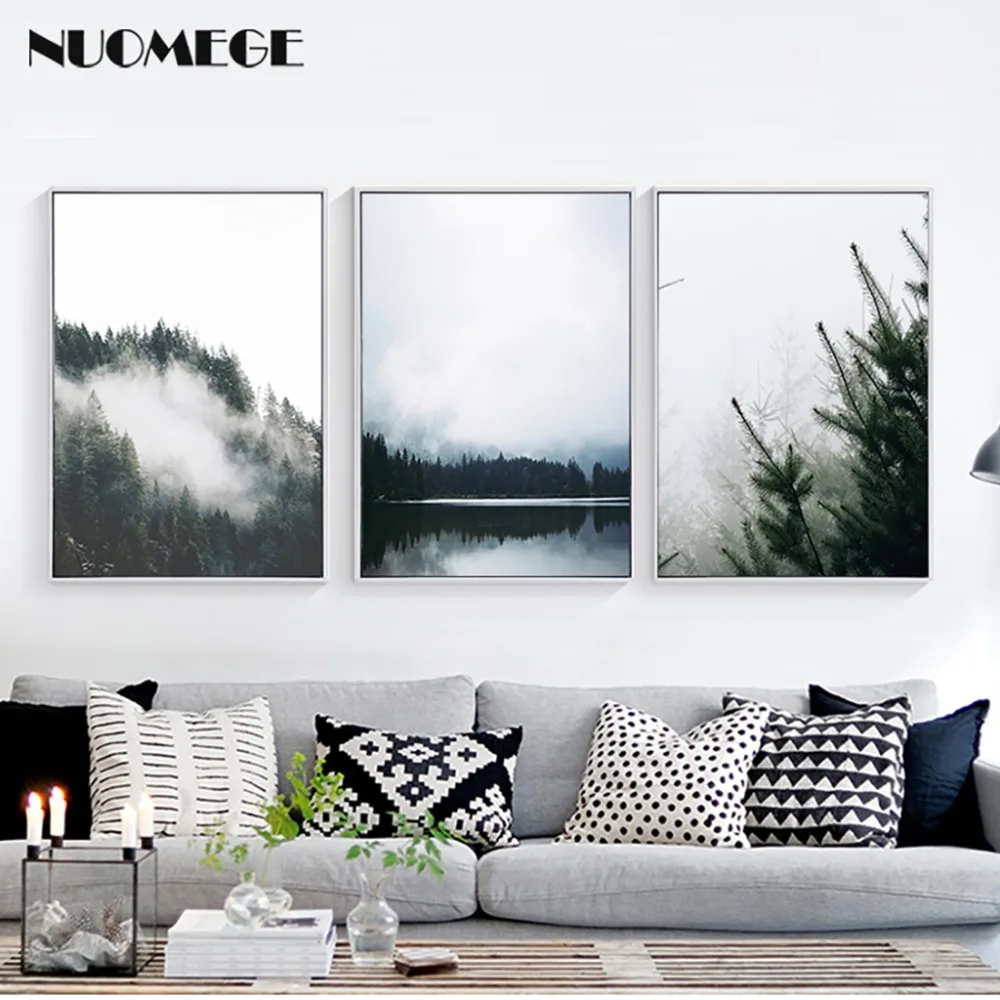 Nordic Style Forest Landscape Wall Art Canvas Poster and Print Painting Decorative Picture for Living Room Home Decor | Дом и сад