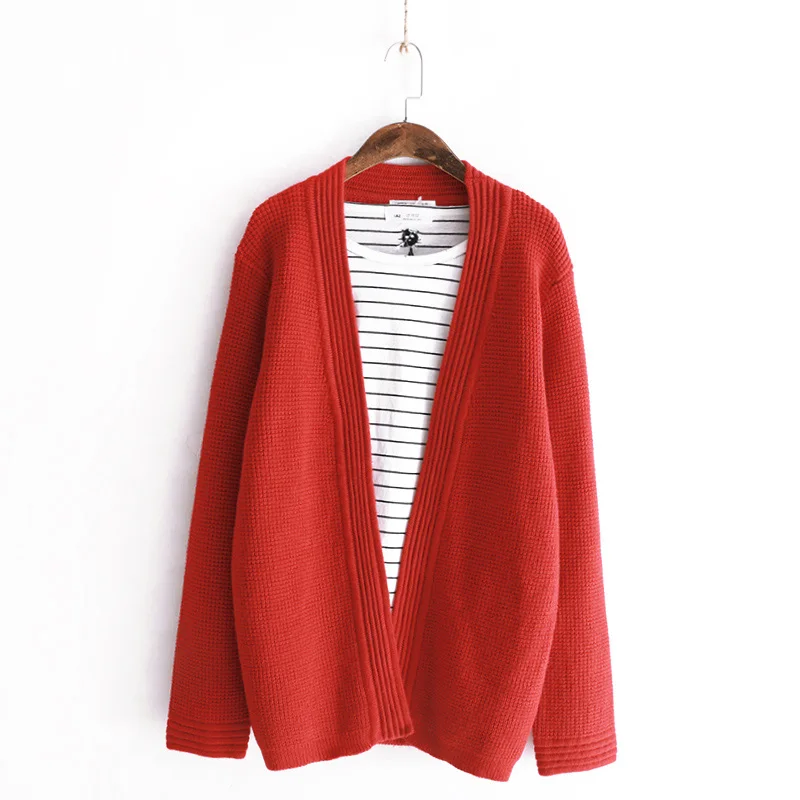 

Plus Size Sweaters Cardigans Long Sleeve Casual Solid Open Stitch Fall Women Clothes Winter Autumn V Neck Kint Cotton Red Khaki