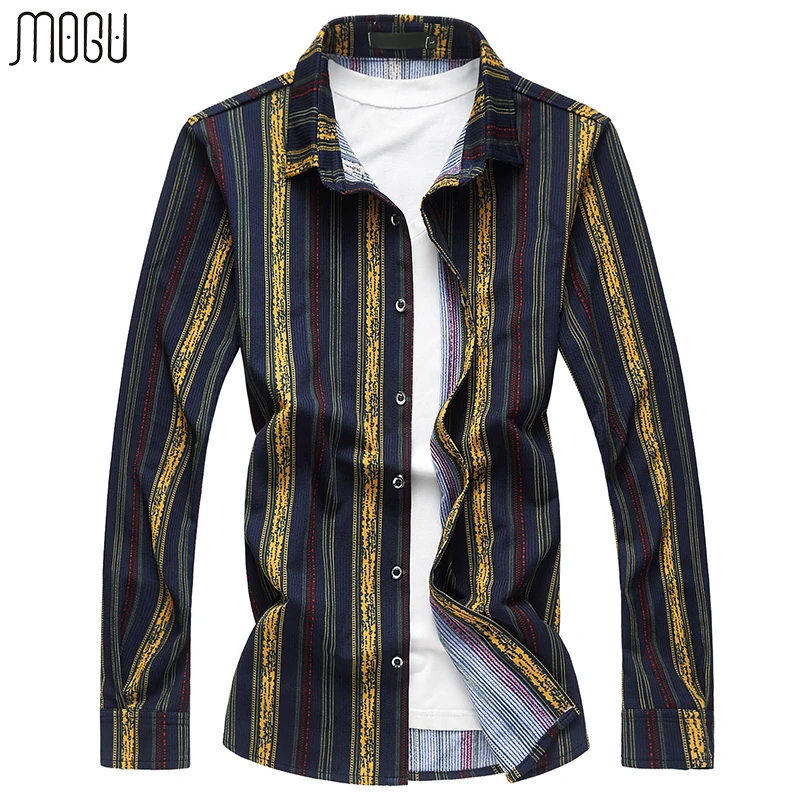 MOGU повседневные мужские рубашки с длинным рукавом в Вертикальную Полоску 2017