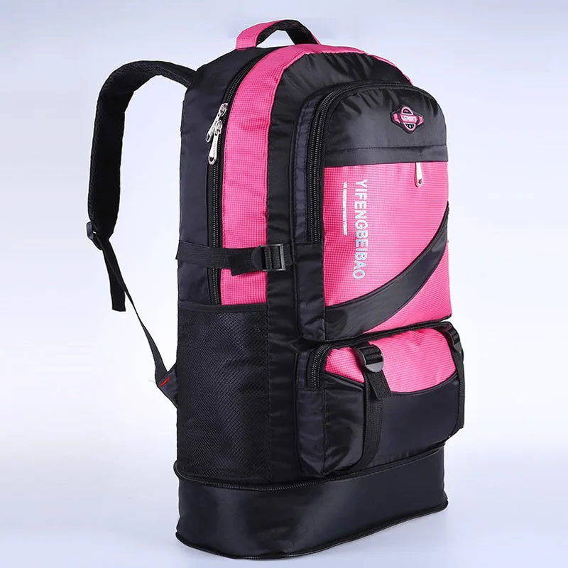 hot pink 60L водонепроницаемый мужской нейлоновый рюкзак для путешествий, спортивная сумка для альпинизма, пешего туризма, альпинизма, кемпинга, рюкзак для мужчин - Цвет: hot pink