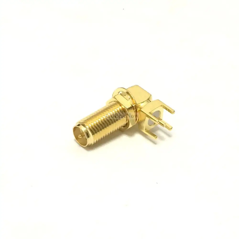 5 шт. RF коаксиальный золото RP SMA женский правый угол крепление на печатную плату
