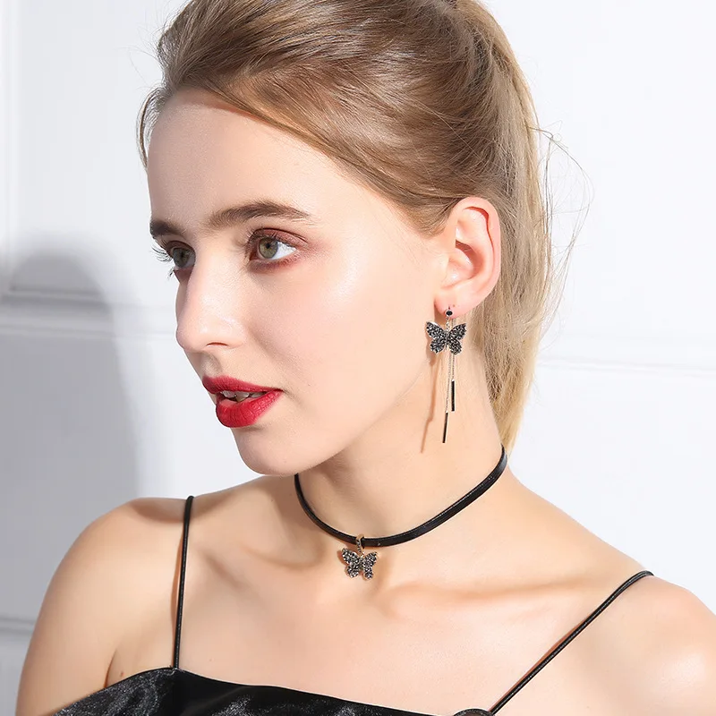 Перегородка милый цвет золото веревочная цепочка чокер висячие серьги для