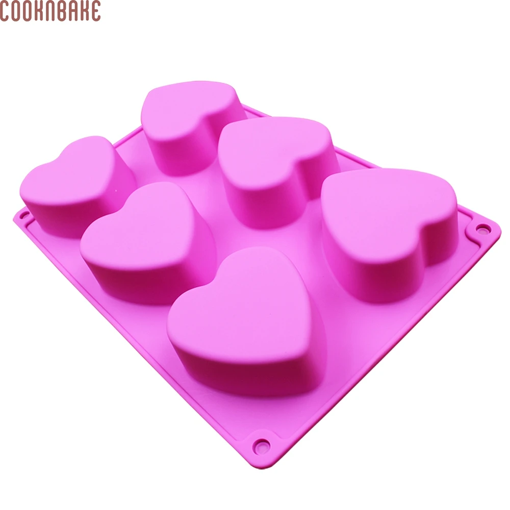 COOKNBAKE, мыло ручной работы, форма сердца, силиконовая форма для торта, выпечка, 6 полосок, для пудинга и желе, формы, инструмент для украшения торта