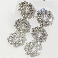 charmcci elegant style crystal round drop earrings for wedding party lady girls