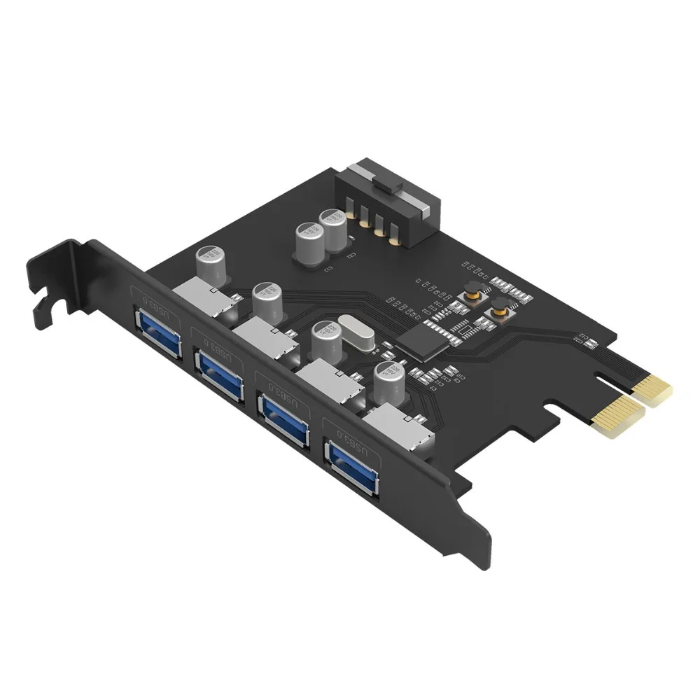 ORICO 4 порта USB3.0 PCI-E Riser Host контроллер карты 3,0 адаптер для USB 3,0 концентратор PCI-E расширитель карты Поддержка Windows, Mac OS