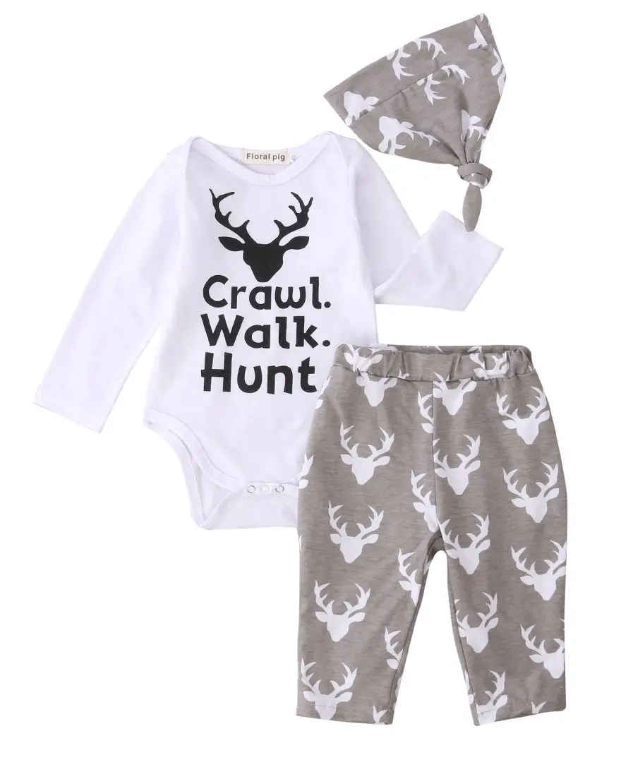 Комплект одежды для новорожденных девочек и мальчиков белые боди ползания охоты