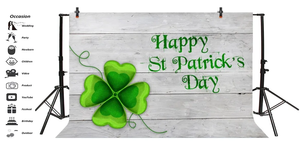 Laeacco Wooden Board Clovers St. Patrick's Day Photography Background Customized Photographic Backdrops For Photo Studio | Электроника