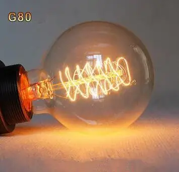 Подвесной светильник в стиле ретро vintage edison bulb DIY веревки кулон ресторан бар E27 углерода лампы 110v 220v нити lampadario промышленные лампы - Цвет: G80 Spirai