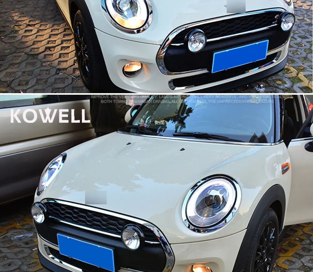 KOWELL автомобильный Стайлинг для Mini F56 cooper фары для F56 светодиодный головной фонарь Angel eye светодиодный DRL передний свет Биксеноновые линзы ксеноновые HID
