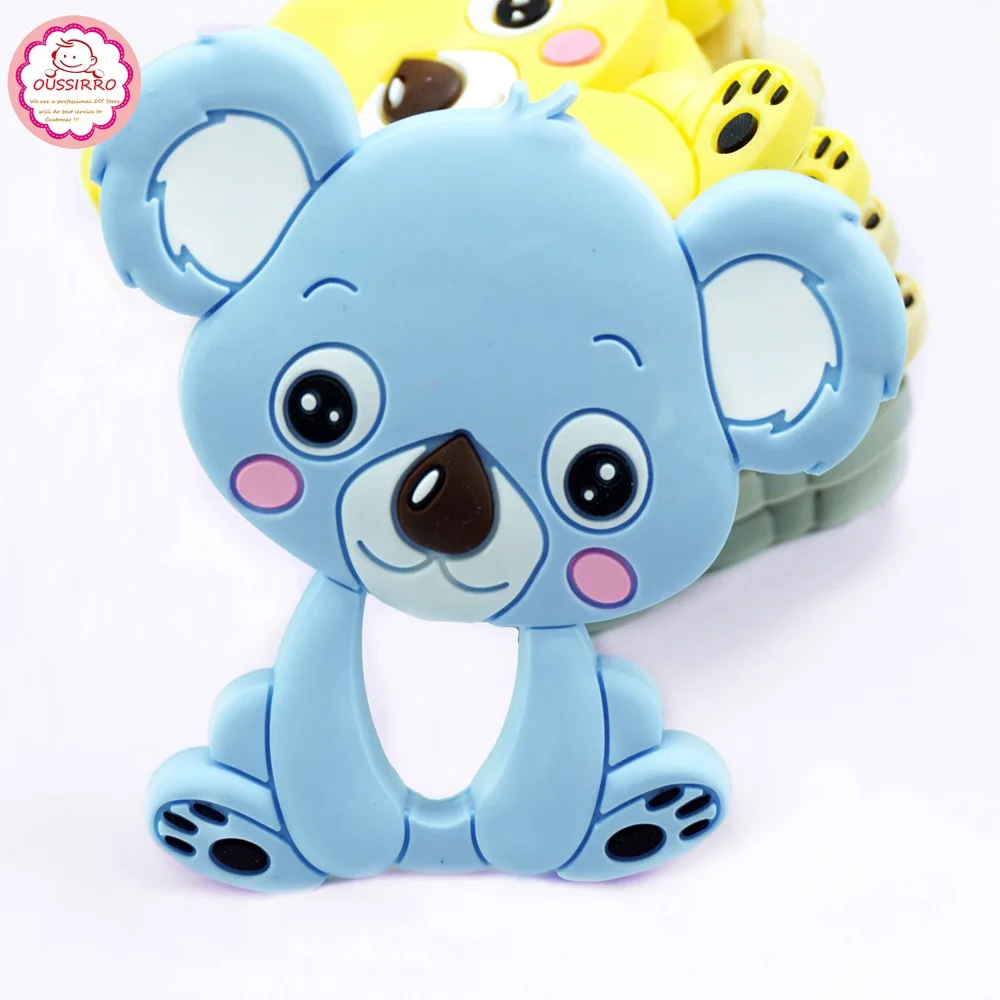 Sky Blue Sutoyuen детские силиконовые милый коала Прорезыватель для зубов, 50 шт в наборе, Еда Класс игрушки для коляски Аксессуары для прорезывания зубов собственными руками Сделай Сам кормящих Цепочки и ожерелья подвески - Цвет: Sky Blue