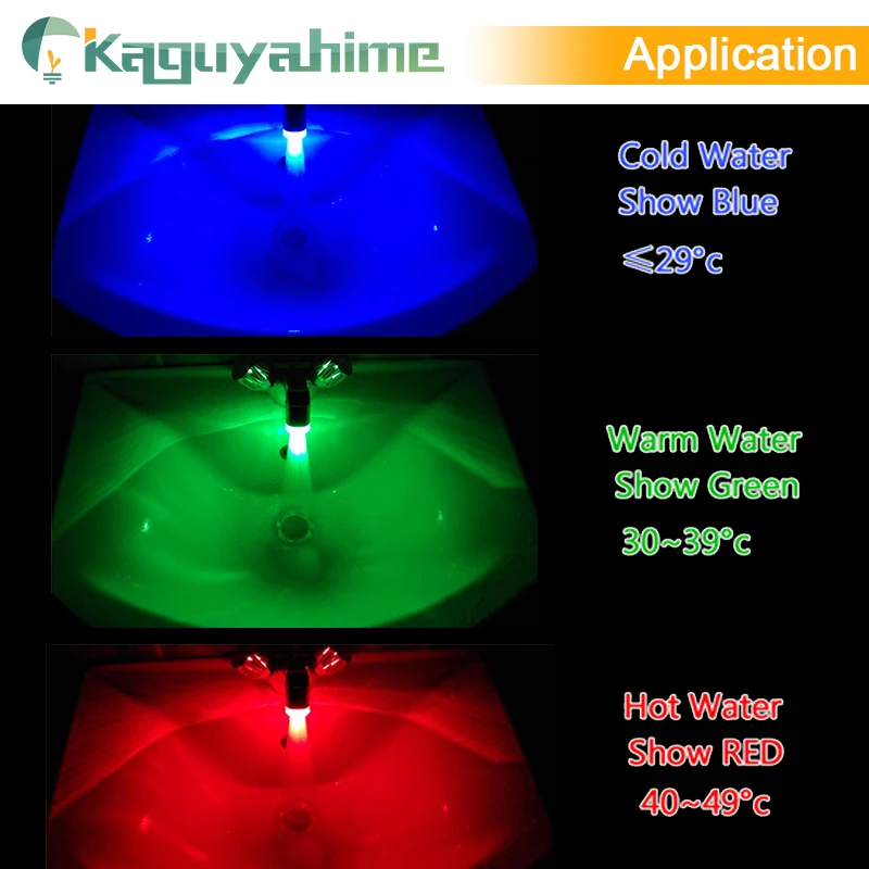 

Kaguyahime LED Water Faucet Colorful Shower Head Tap Accessories Glow Nozzle For Bathroom Kitchen Head Light 3 Colors 7 Colors