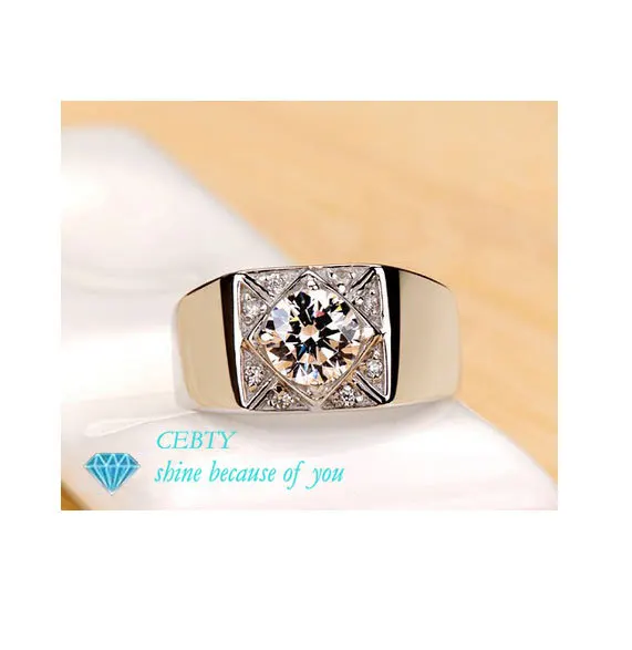 Luxury Quality NSCD Synthetic Diamond Mens Engagement Ring Rings For Men Sterling Silver | Украшения и аксессуары