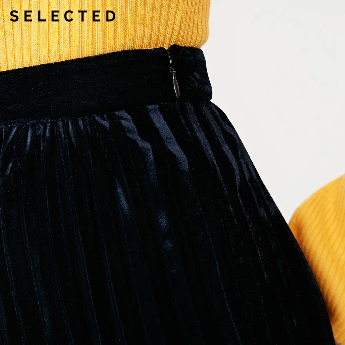 Отборная однотонная бархатная плиссированная юбка S | 41844C502 Женская одежда